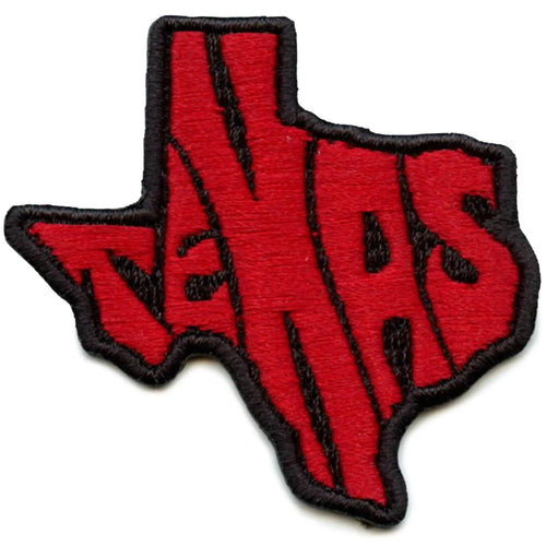 Funky Script Red and Black Patch Texas Travel State Embroidered Iron-On