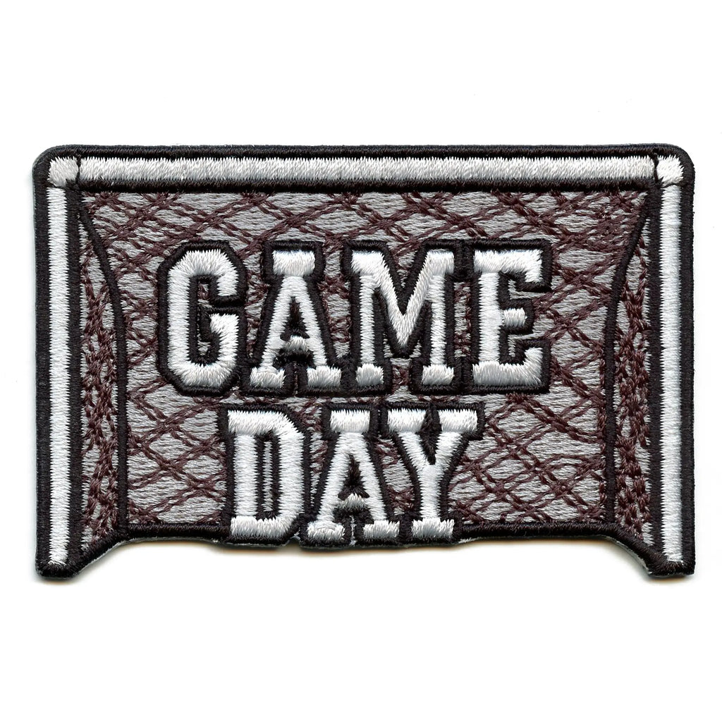 Game Day Soccer Goal Patch Stadium Net Script Embroidered Iron-On