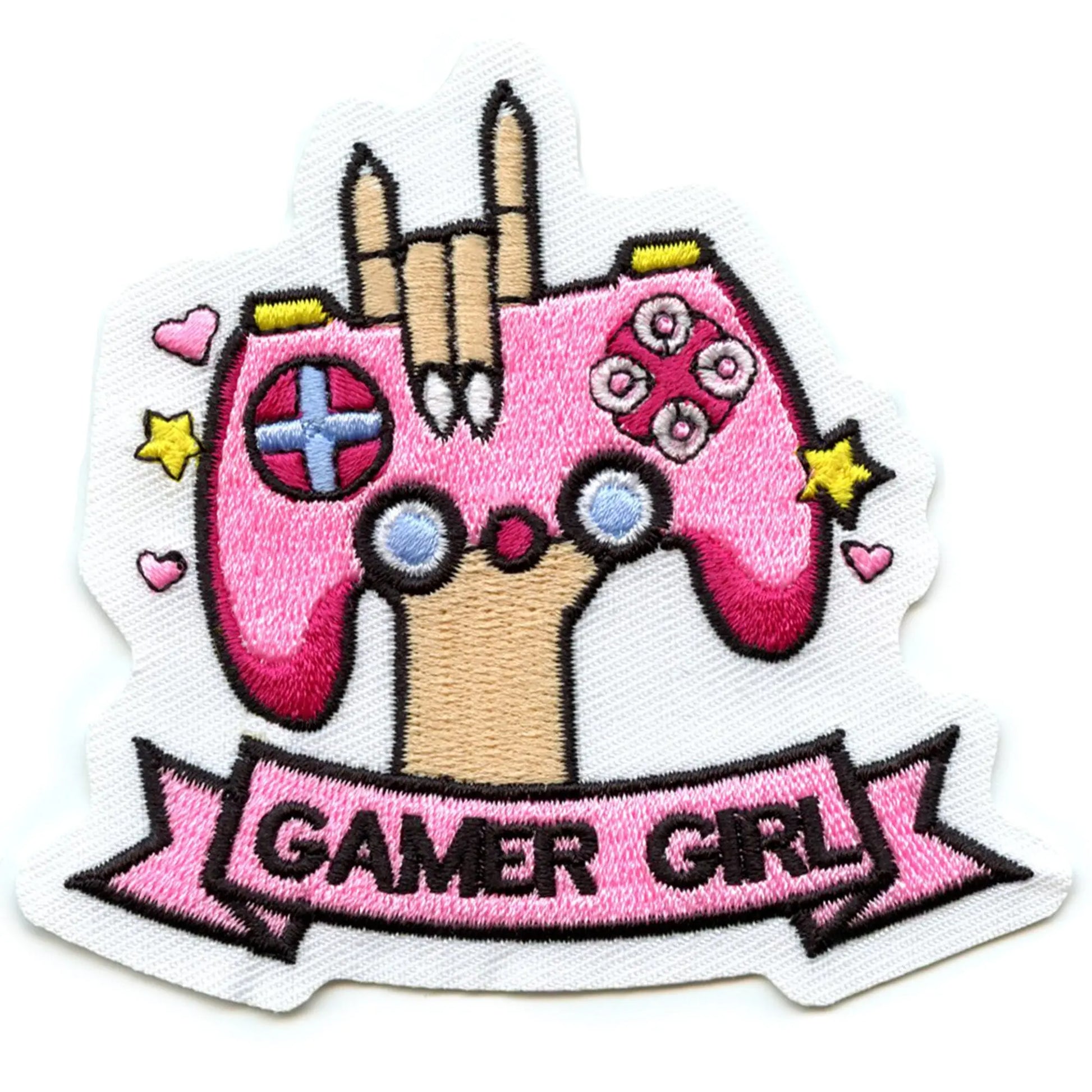 Gamer Girl Pink Logo Patch Feminine Video Game Player Embroidered Iron On