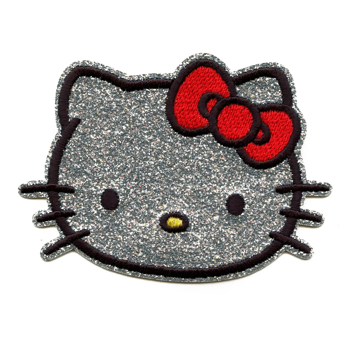 Glitter Hello Kitty Head Shot Patch Iconic Red Bow Applique Iron On ...