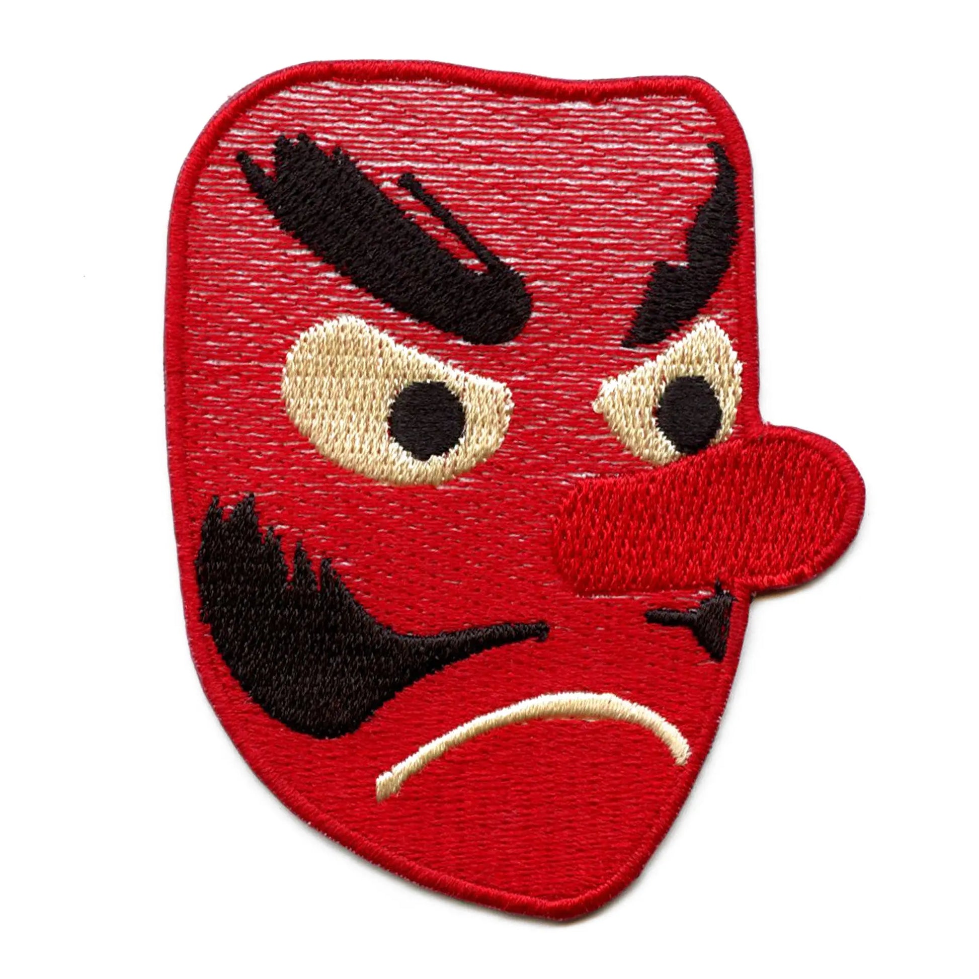 Japanese Goblin Emoji Patch Tengu Red Mask Embroidered Iron On
