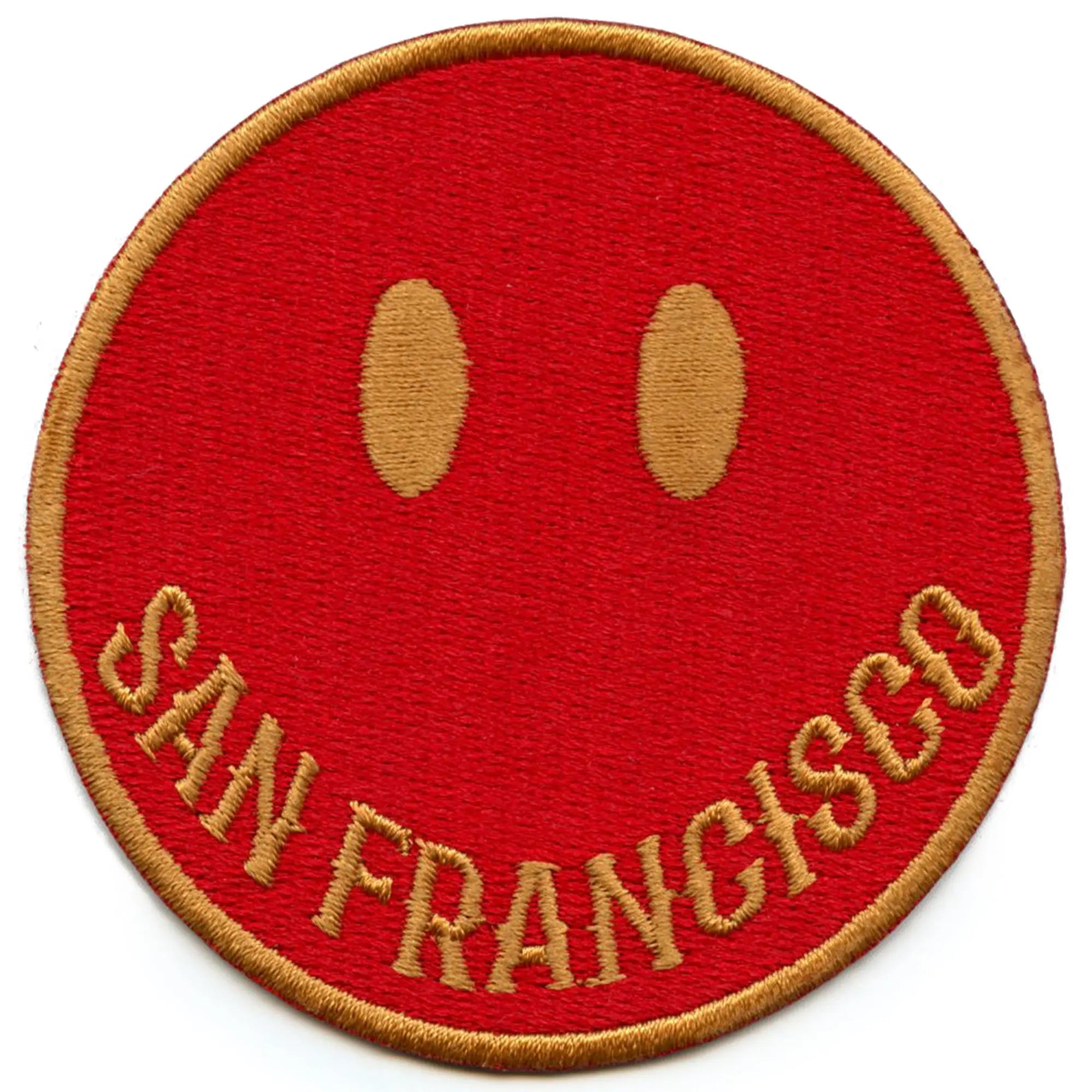 Patch Smiley Face de San Francisco pour fan de football rouge/doré brodé à repasser