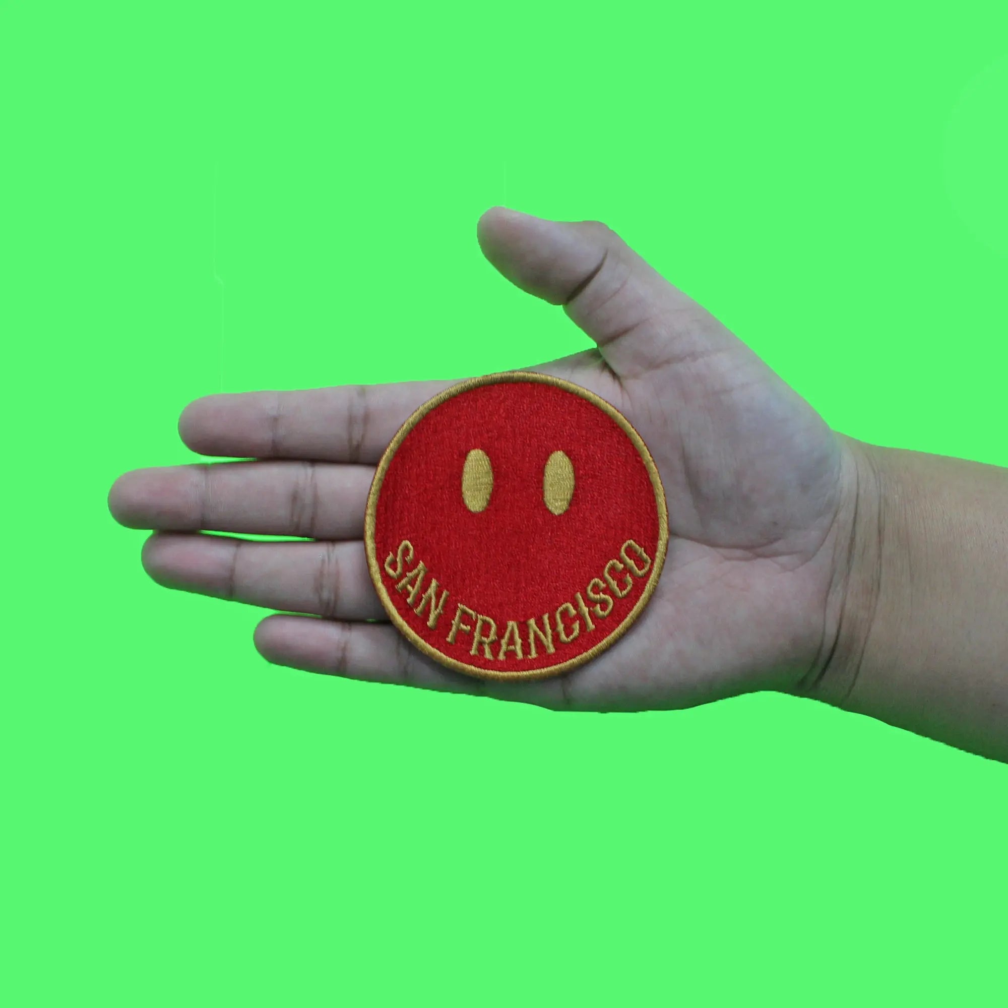 Patch Smiley Face de San Francisco pour fan de football rouge/doré brodé à repasser