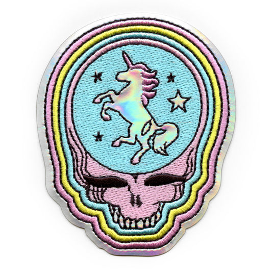 Grateful Dead Iridescent Unicorn Patch Classic Rock Band Embroidered Iron On