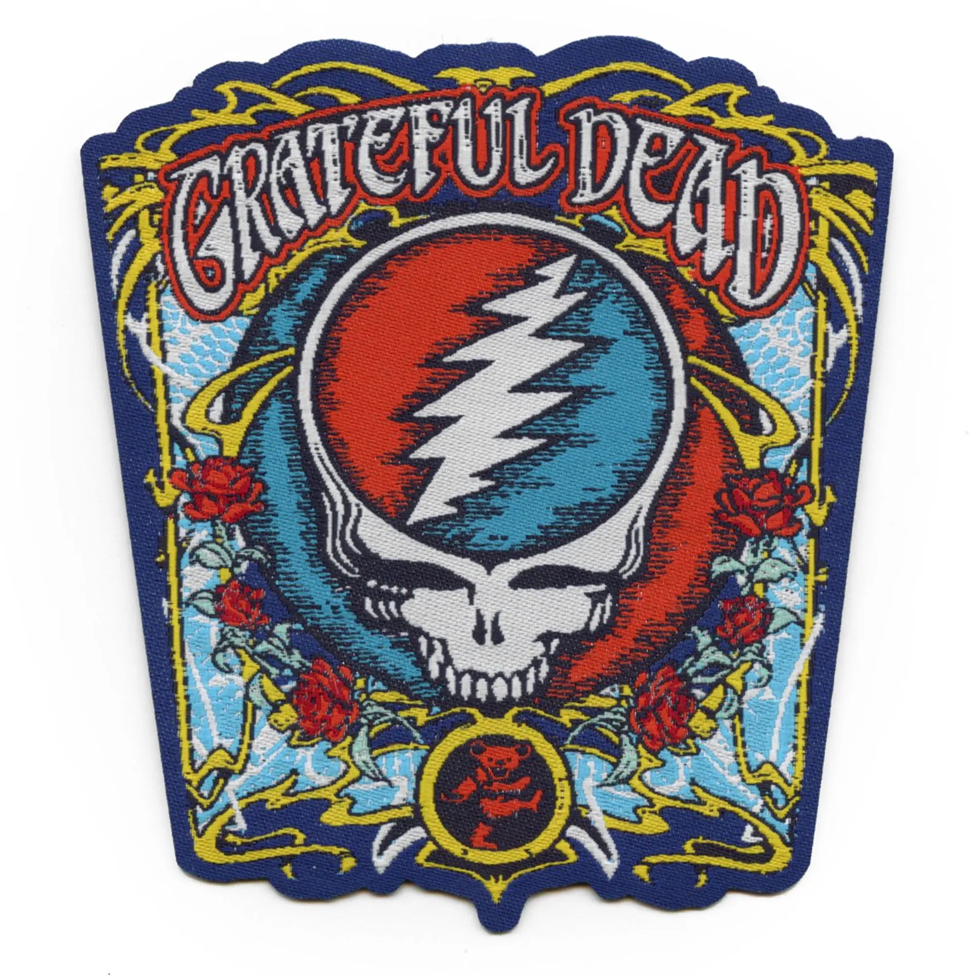 thumbnail image 2 of Grateful Dead Steal Your Face Iron-On Patch – Multicolor Rose Design, 3.5 Inches, USA Made 2 of 5