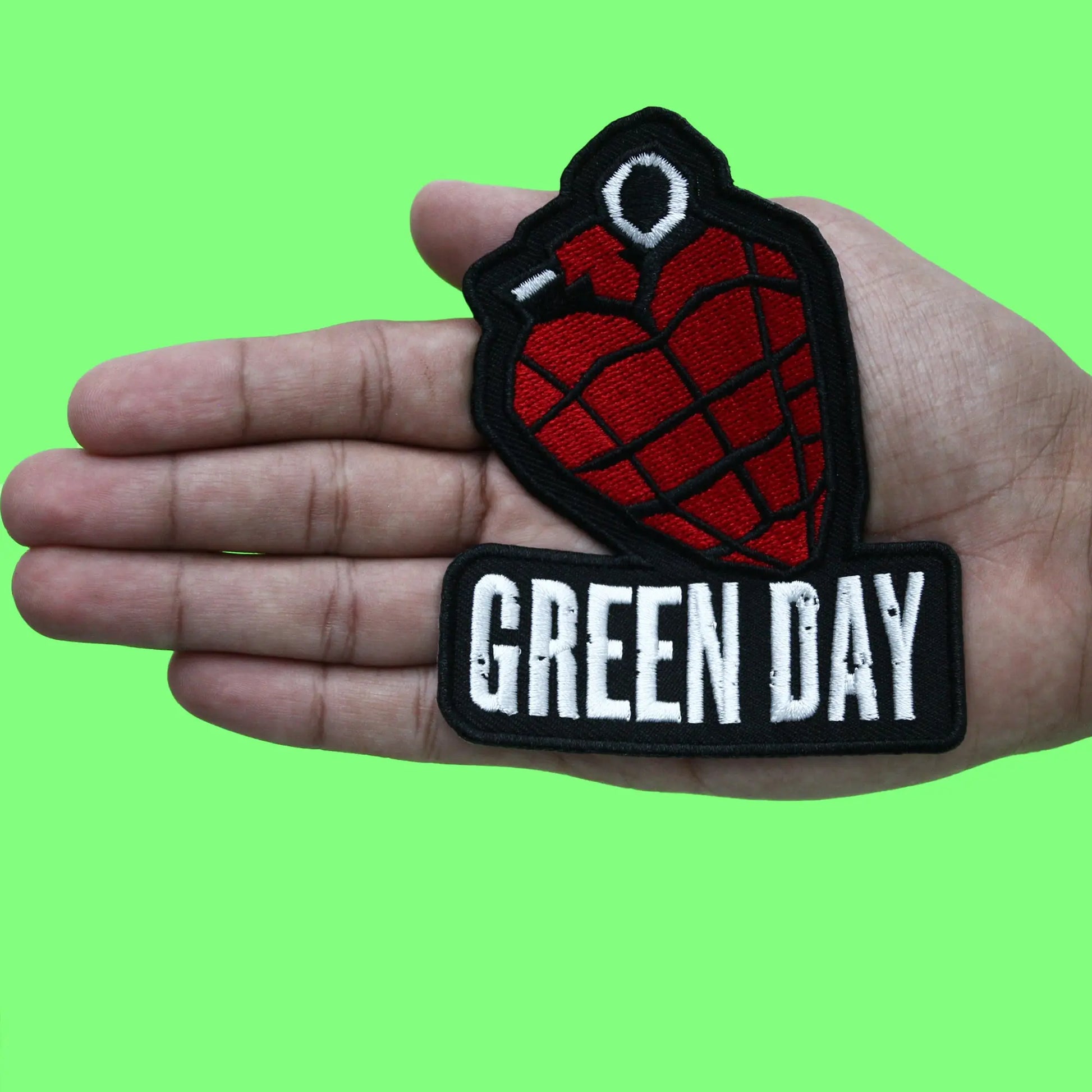 Green Day Band Patch Grenade Heart Music Embroidered Iron On