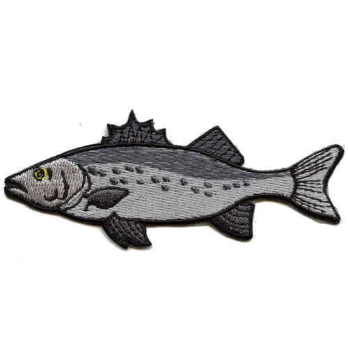 Grey Fin Fish Patch Deep Ocean Sea Embroidered Iron On