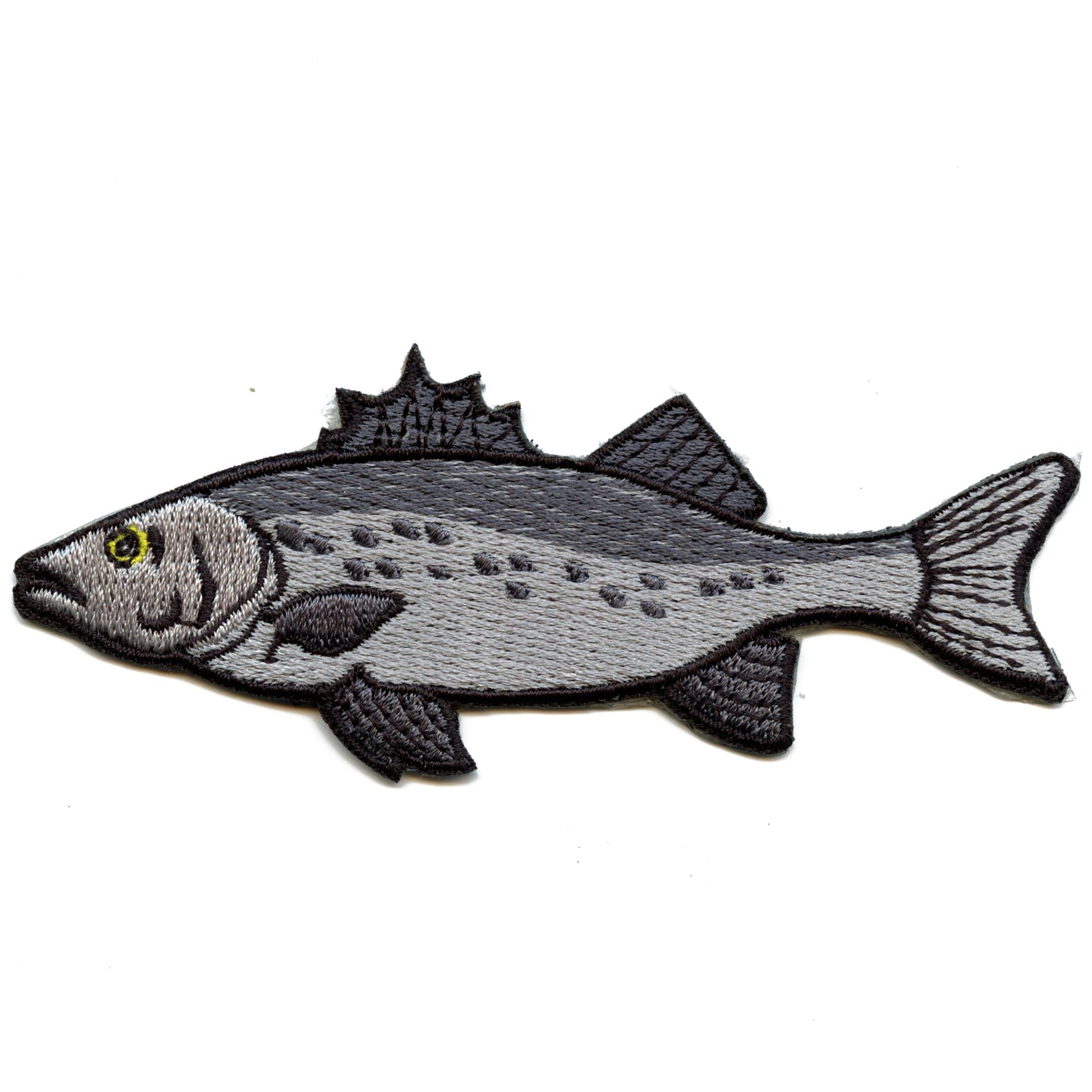 Grey Fin Fish Patch Deep Ocean Sea Embroidered Iron On