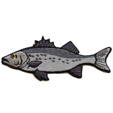 Grey Fin Fish Patch Deep Ocean Sea Embroidered Iron On