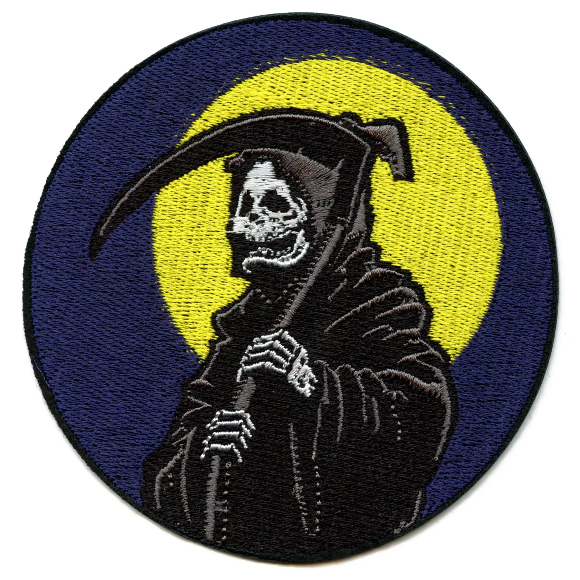 Patch brodé Grim Reaper Moonlight Skull Scythe à repasser