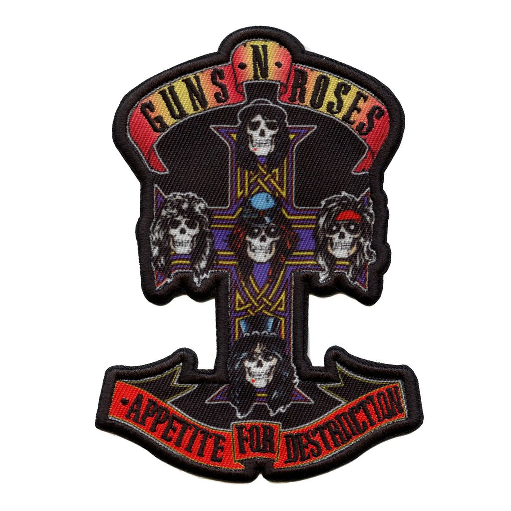Guns N' Roses Cross Patch Appetite For Destruction Die Cut Sublimated Iron On
