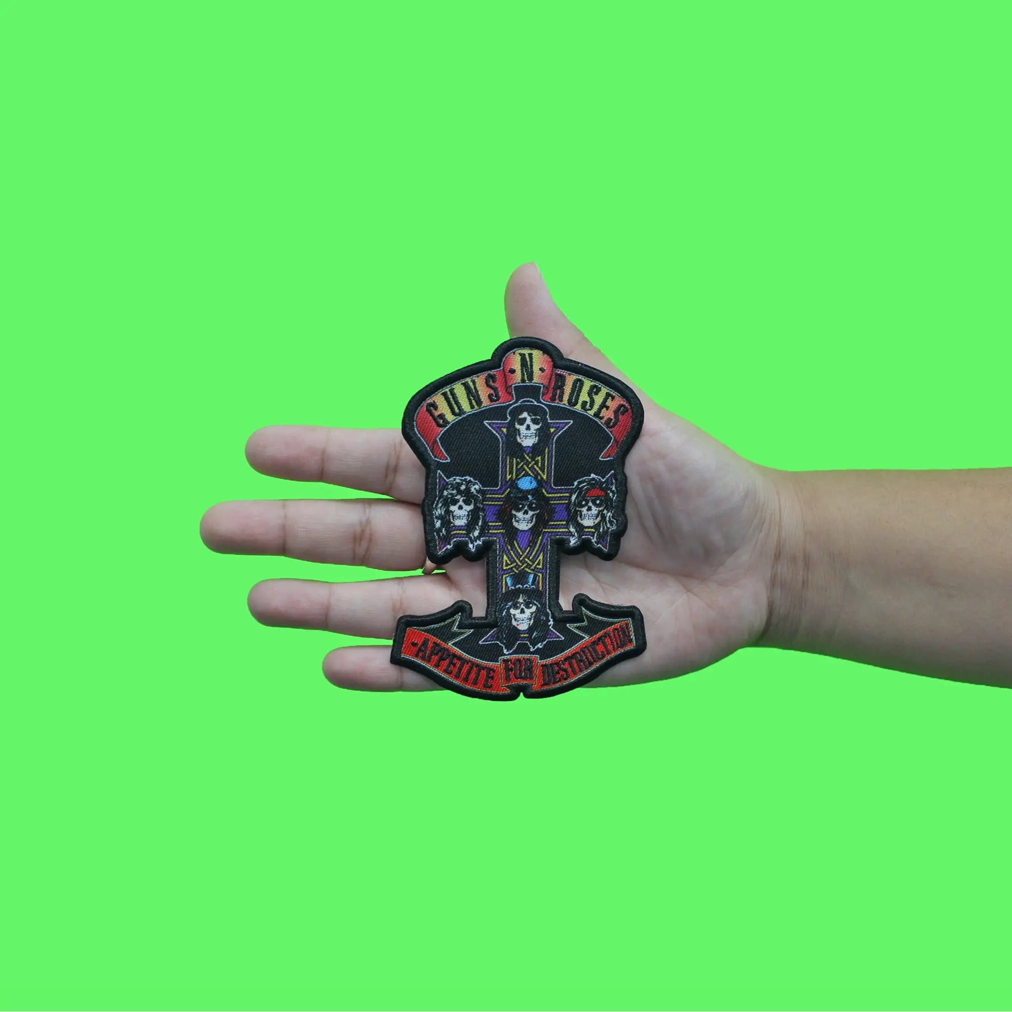 Guns N' Roses Cross Patch Appetite For Destruction Die Cut Sublimated Iron On