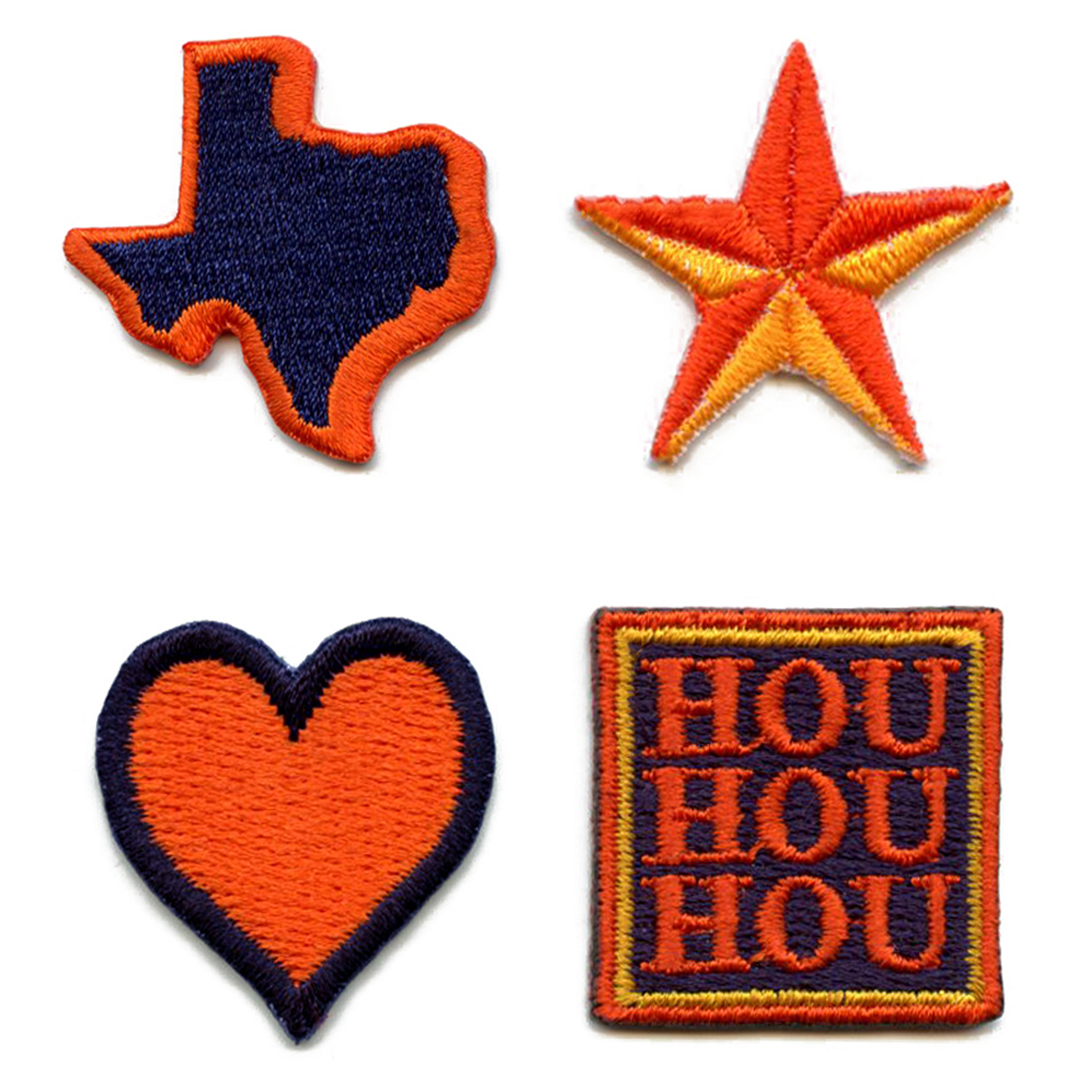 Houston HOU Heart Star 4 Pack Patch Mini Sports Texas Embroidered Iron On