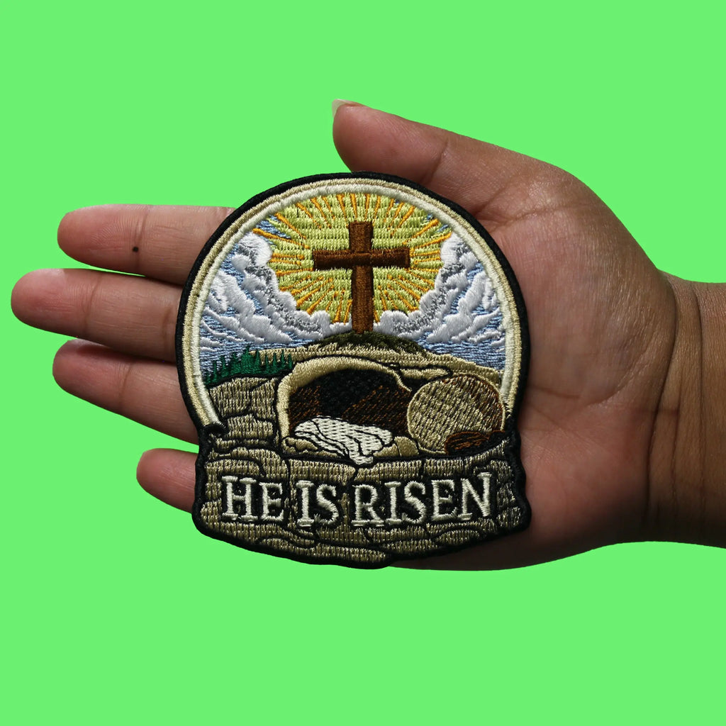 He Has Risen Patch Religious Jesus Easter Embroidered Iron On