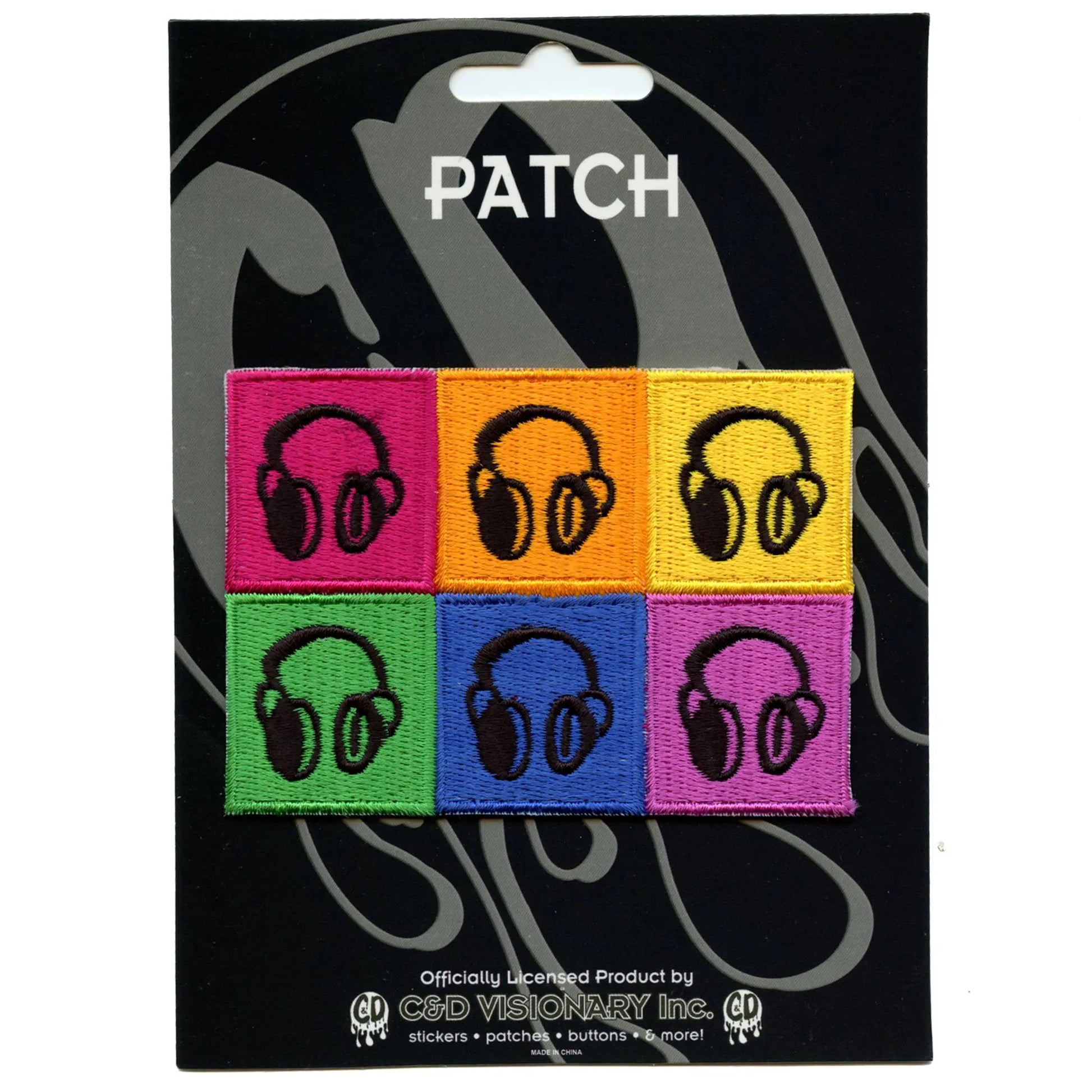 Headphone Color Blocks Patch Retro Music Lover Embroidered Iron On