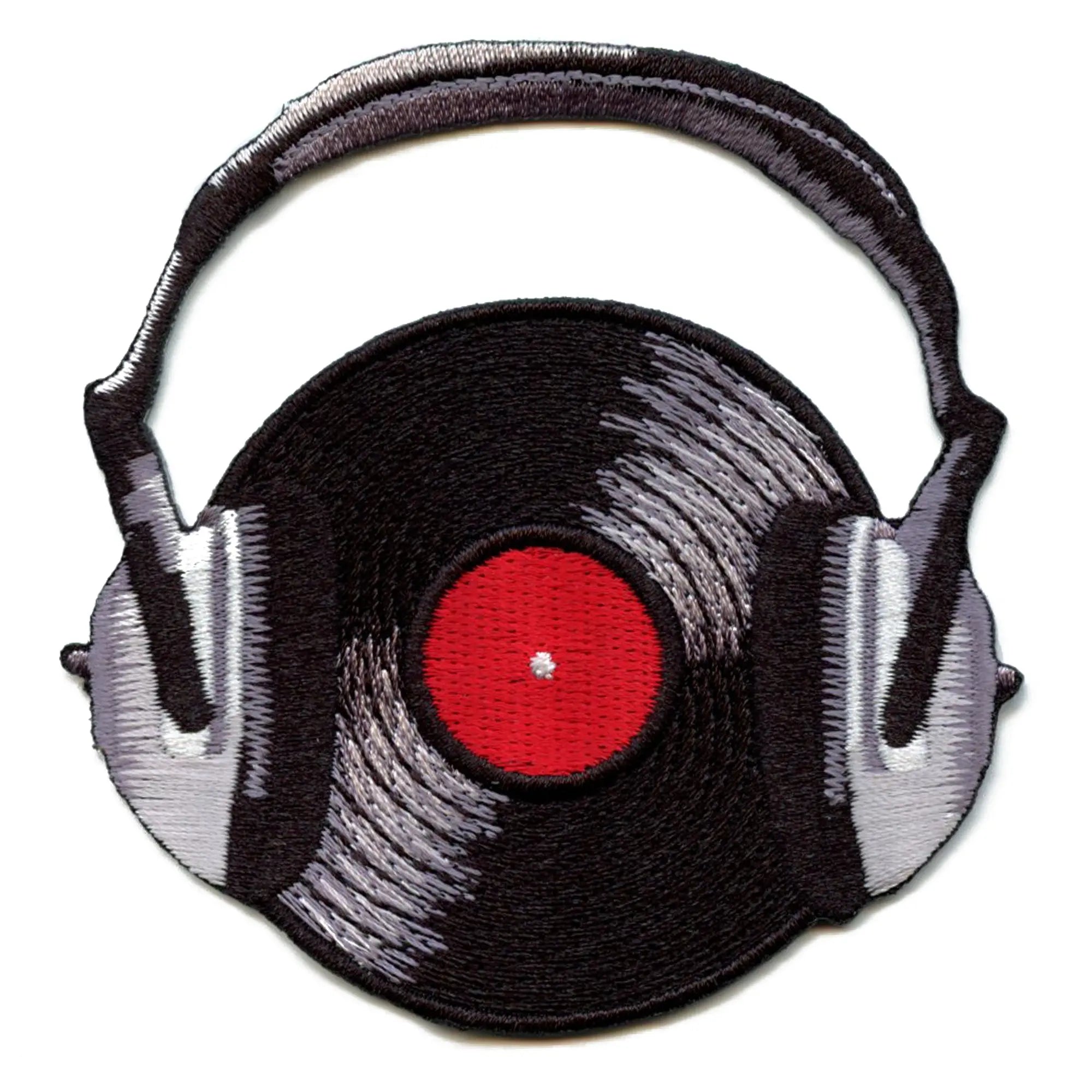 Record w/ Headphones Patch Music Bop Vinyl Embroidered Iron On – Patch ...