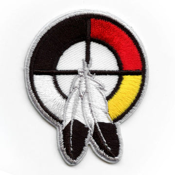 Native American Healing Circle Patch Indigenous Feather Culture Embroidered Iron On