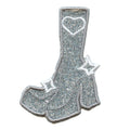 Heart Silver Boots Patch Pop Artist Girly Glitter Applique Iron On