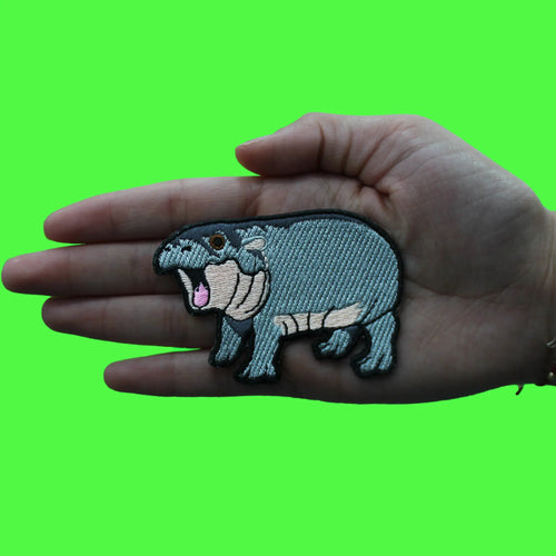 Hippo Full Body Patch Large Animal Mammal Embroidered Iron On Patch