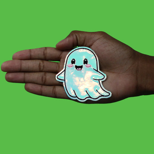 Holographic Cute Ghost Patch Glow In The Dark Embroidered Iron On