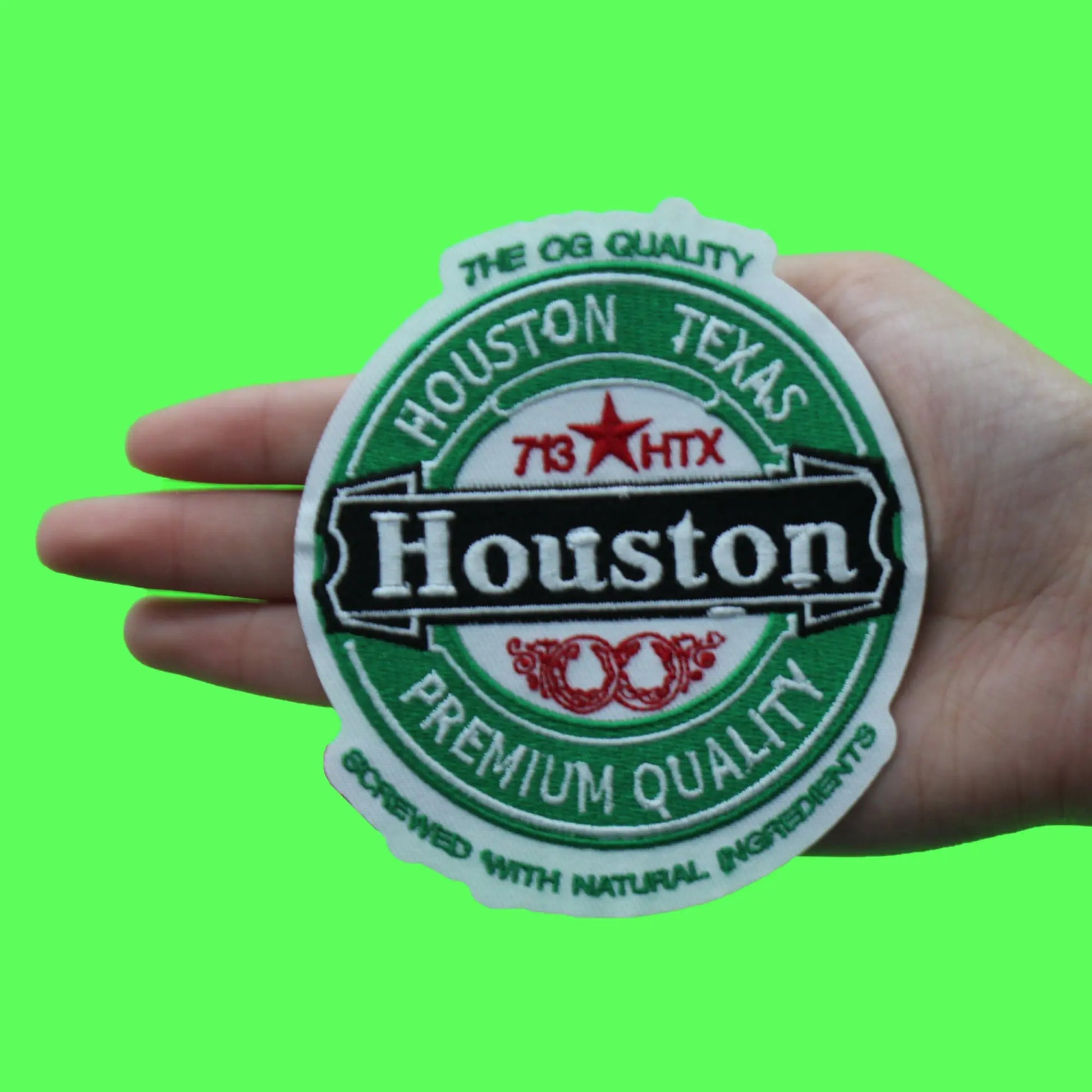 Houniken Houston Beer Parody Patch 713 Premium Quality Embroidered Iron on