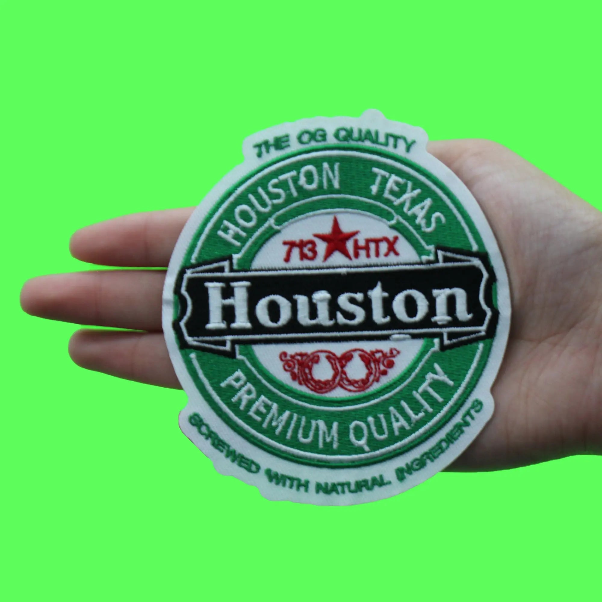Houniken Houston Beer Parody Patch 713 Premium Quality Embroidered Iron on