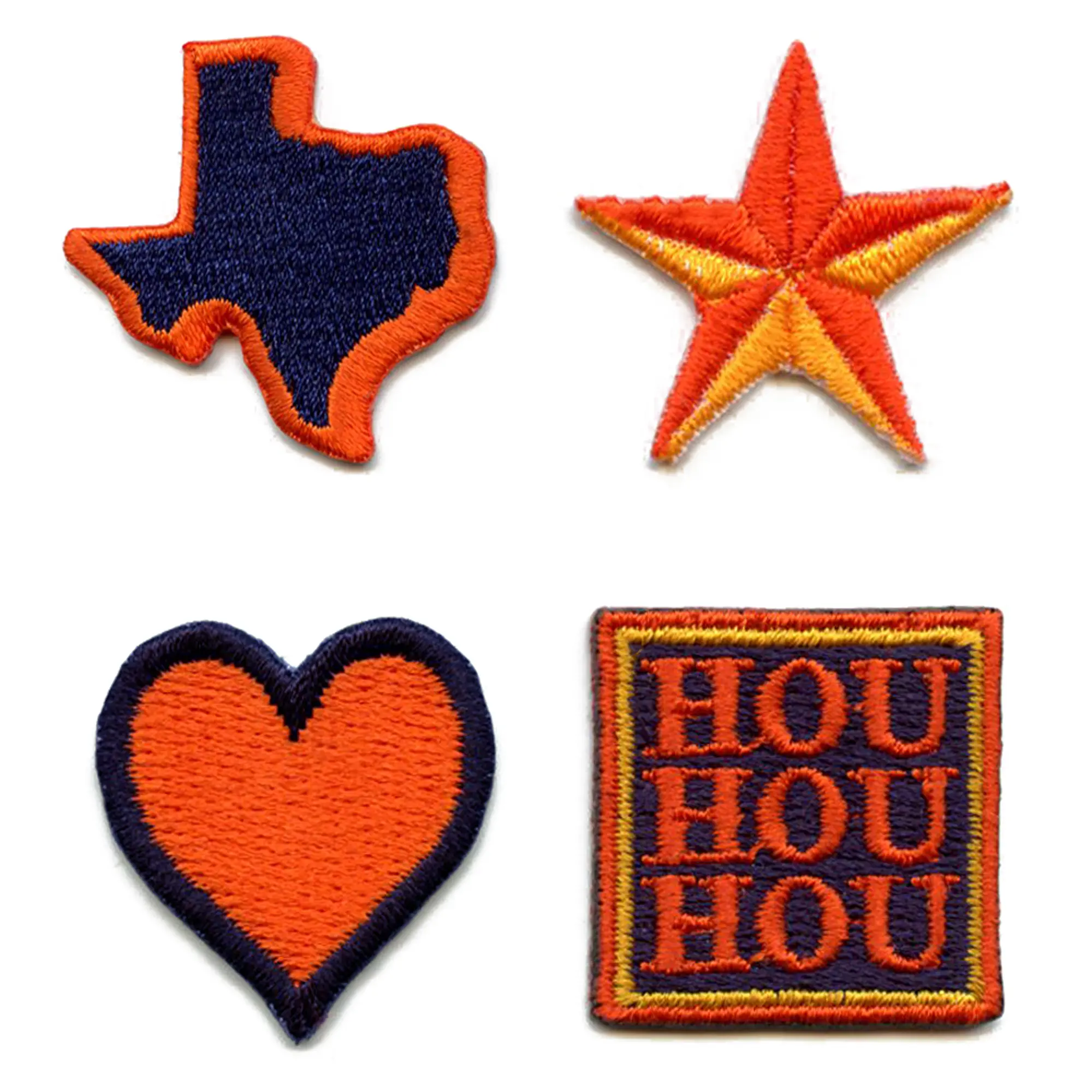 Houston HOU Heart Star 4 Pack Patch Mini Sports Texas Embroidered Iron On