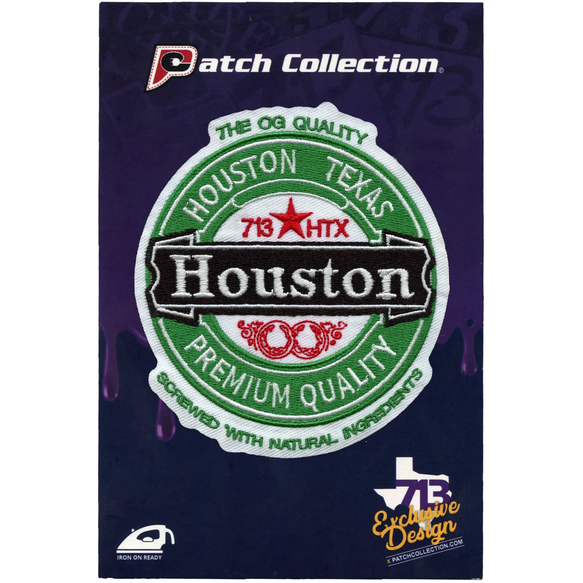 Houston Beer Parody Patch 713 Premium Quality Embroidered Iron on