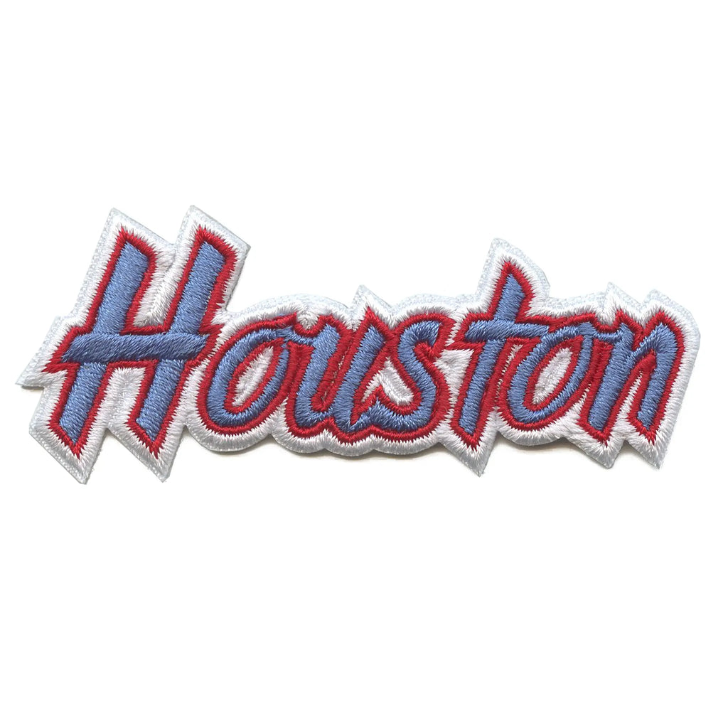 Houston College Script Patch College Pride Embroidered Iron On-White Border