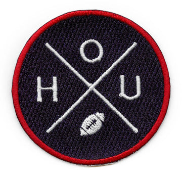 Houston Football Round Patch HOU Cross Team Embroidered Iron on Patch