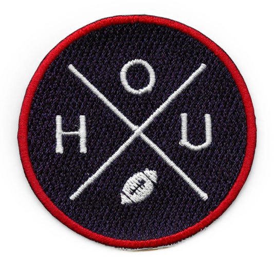 Houston Football Round Patch HOU Cross Team Embroidered Iron on Patch