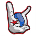 Houston Pride Bull Hand Sign Patch The H Columbia Blue And White Embroidered Iron On