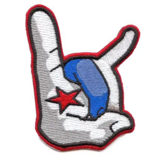Houston Pride Bull Hand Sign Patch The H Columbia Blue And White Embroidered Iron On
