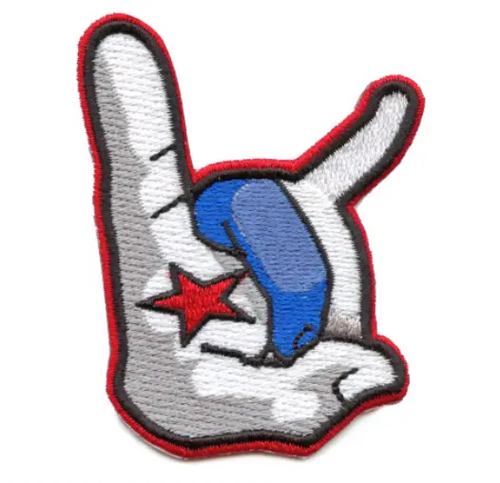 Houston Pride Bull Hand Sign Patch The H Columbia Blue And White Embroidered Iron On