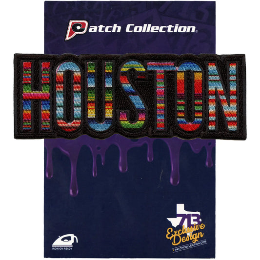 Houston Serape Script Patch Hispanic Culture City Embroidered Iron On