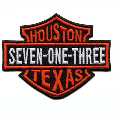 Houston Seven One Three Biker Crest Patch Houstonian Rider Embroidered Iron On