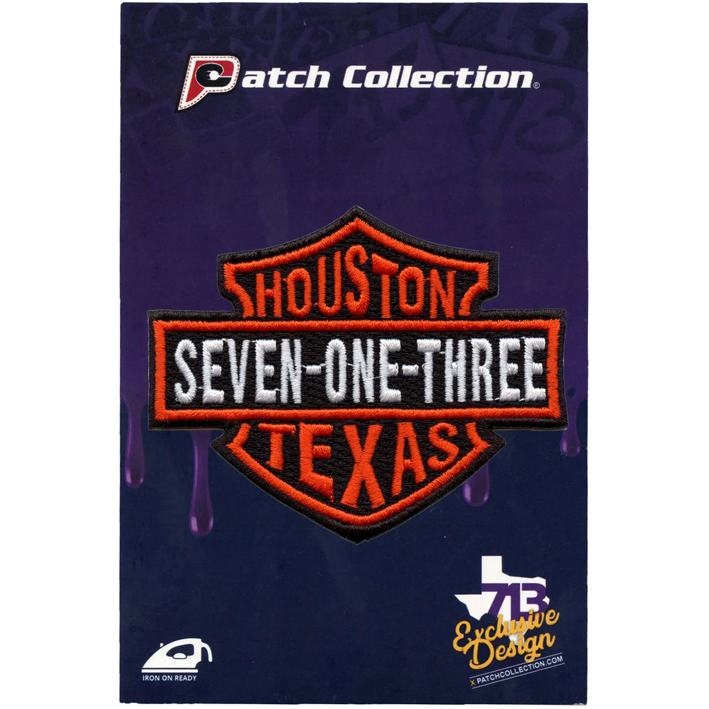 Houston Seven One Three Biker Crest Patch Houstonian Rider Embroidered Iron On