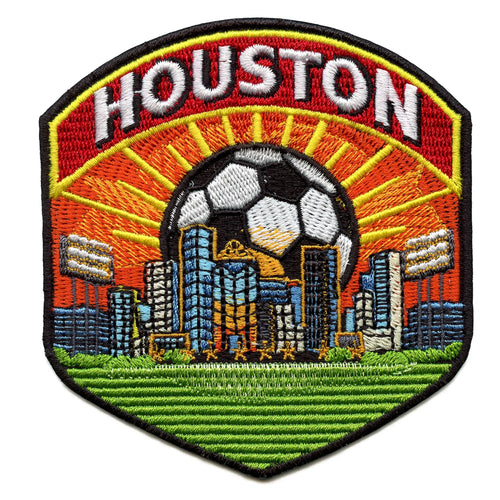 Houston Soccer City Patch Skyline Sports Field Embroidered Iron-On