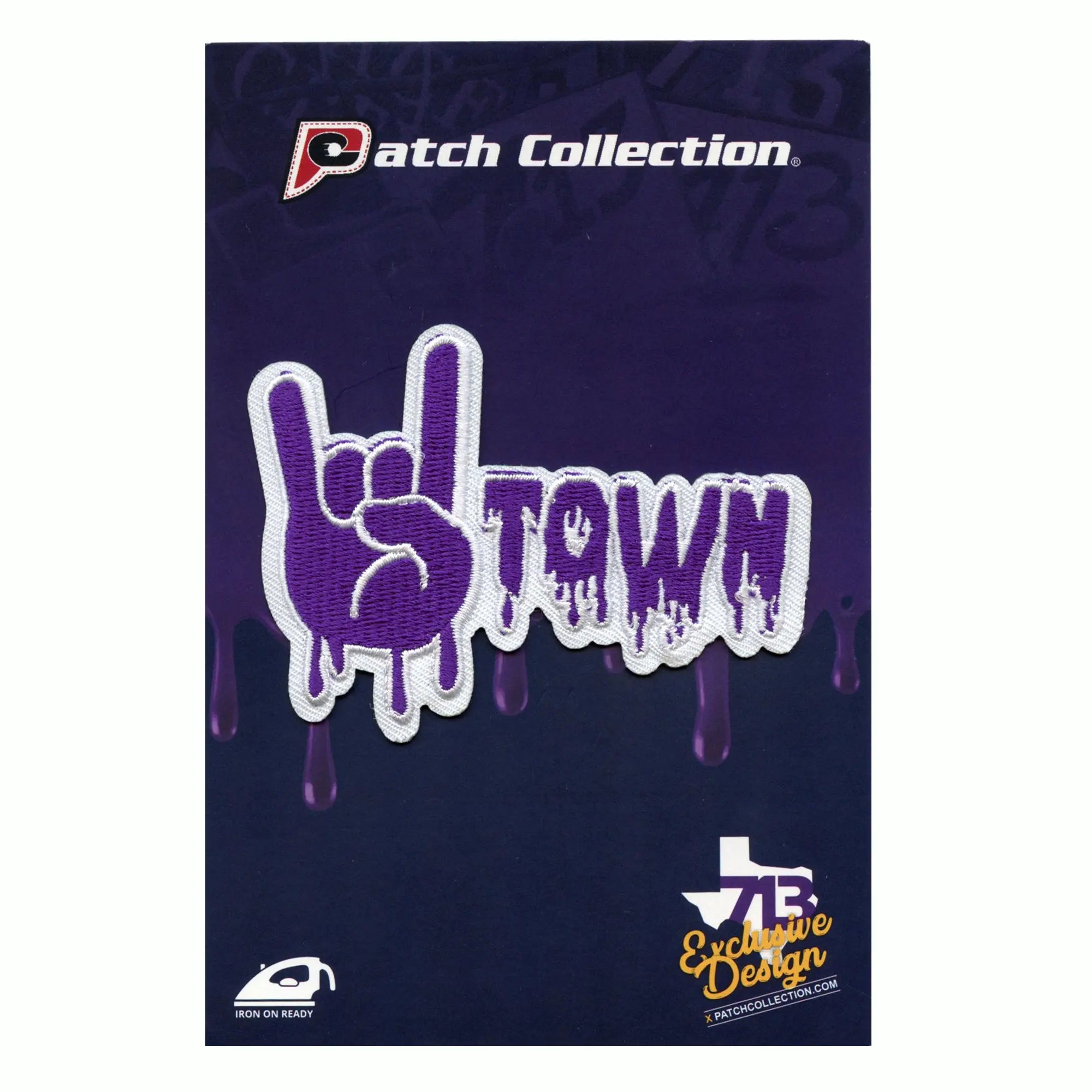 Patch Houston Syrup H-Town Purple Drip avec thermocollant brodé à la main