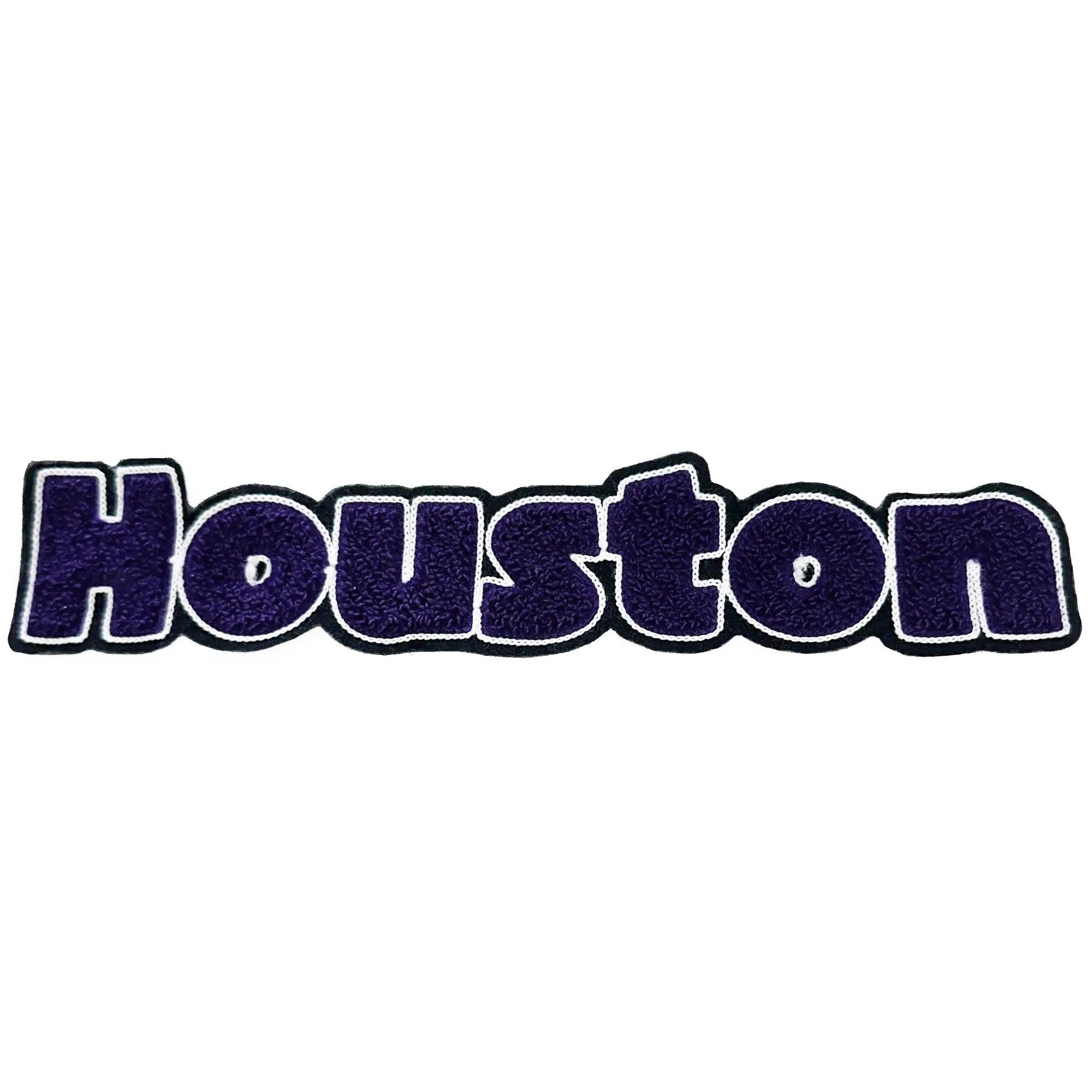 Patch Houston Texas Pride violet sur chenille noire à coudre