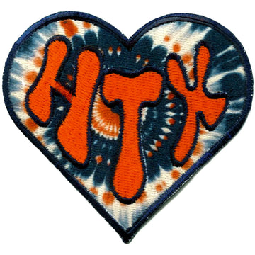 Houston Texas Tie  Patch Dye Letter Heart Embroidered iron on