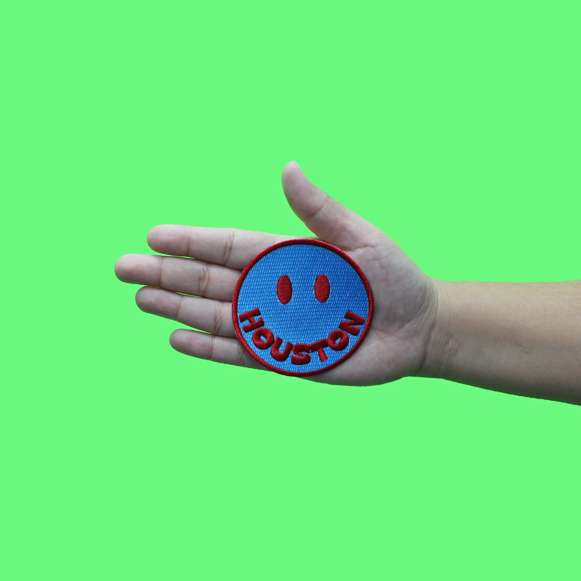 New York Smiley Face Patch Blue Emoji Embroidered Iron on