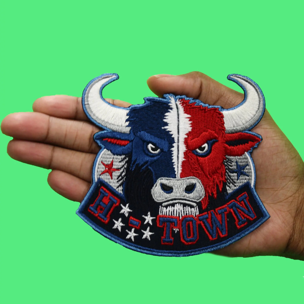 Htown Bull Head Patch Houston Football Pride Embroidered Iron On