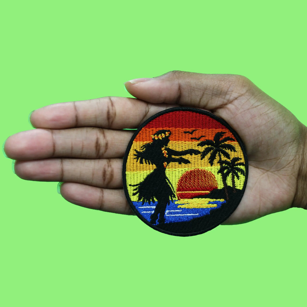 Hula Girl Hawaii Patch Cute Hawaiian Beach Embroidered Iron On