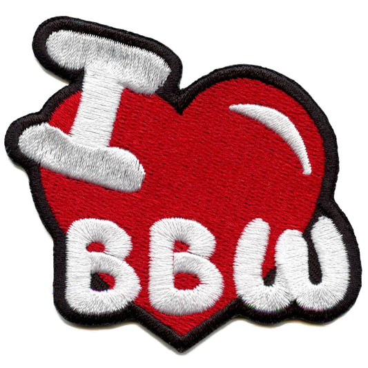 I Love BBW Heart Patch Couple Woman Embroidered Iron On