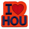 Patch décoratif brodé à repasser I Love HOU Orange Souvenir Houstonien