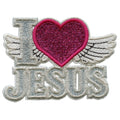 I Love Jesus Patch Religious Christian Glitter Applique Embroidered Iron On