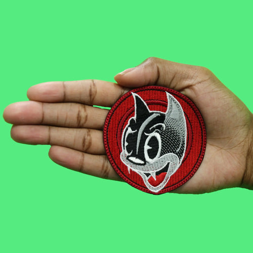 Iconic Kids Cartoon Patch Round Cat Face Portrait Embroidered Iron On