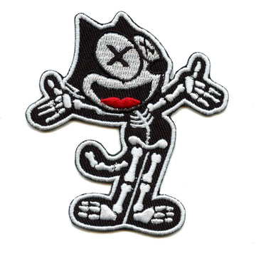 Iconic Kids Cartoon Patch X-ray Smiling Black Cat Embroidered Iron On