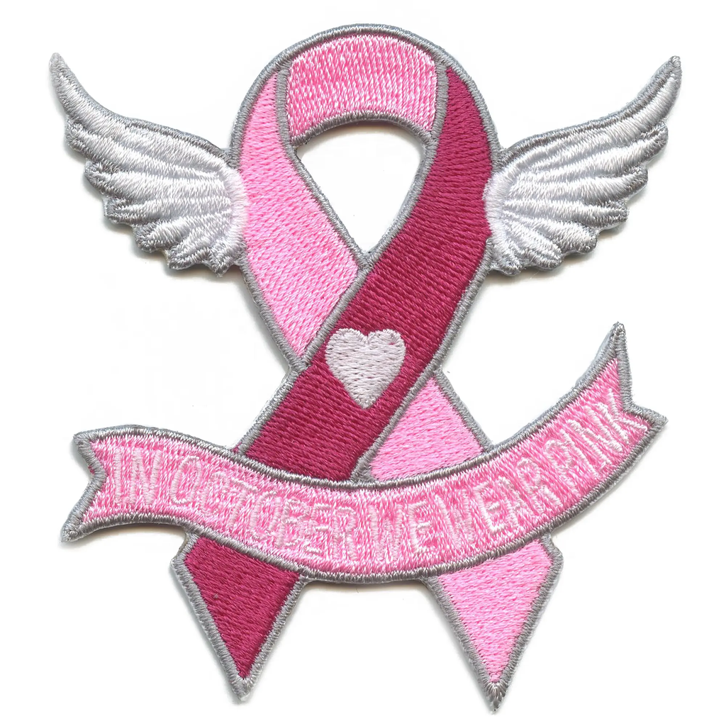 In October We Wear Pink Patch Breast Cancer Ribbon Embroidered Iron On